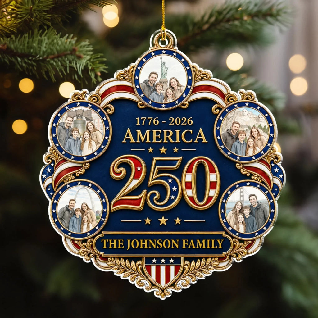United By Family And Freedom - Personalized 3D Effect Acrylic Ornament