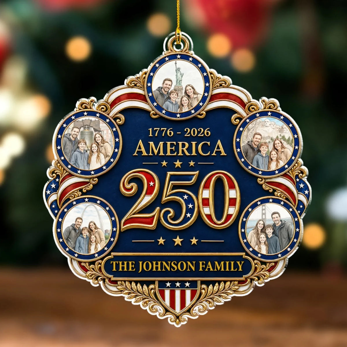 United By Family And Freedom - Personalized 3D Effect Acrylic Ornament