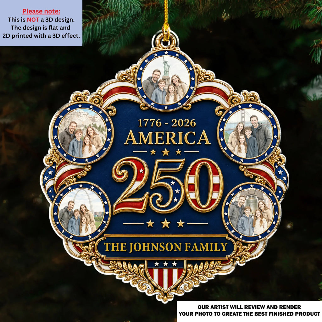 United By Family And Freedom - Personalized 3D Effect Acrylic Ornament