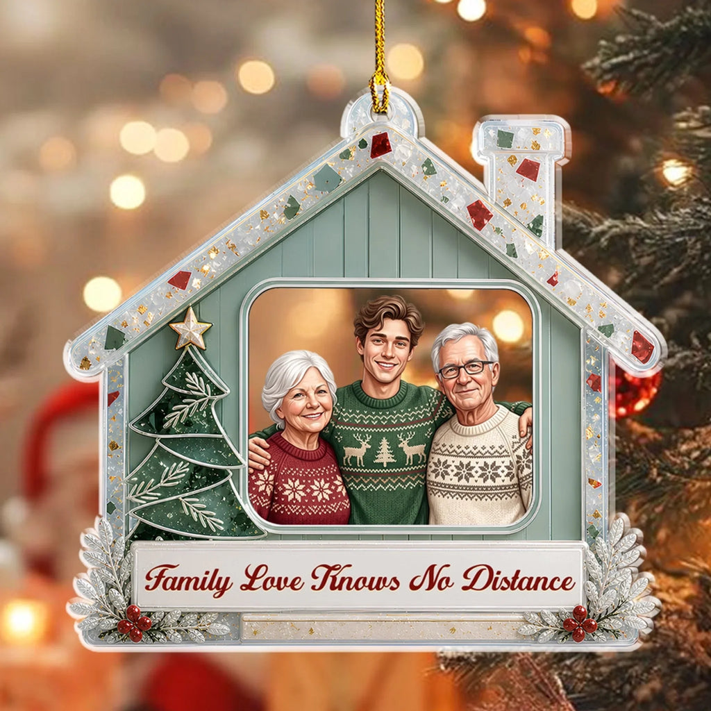 Family Love Knows No Distance - Personalized Acrylic Ornament