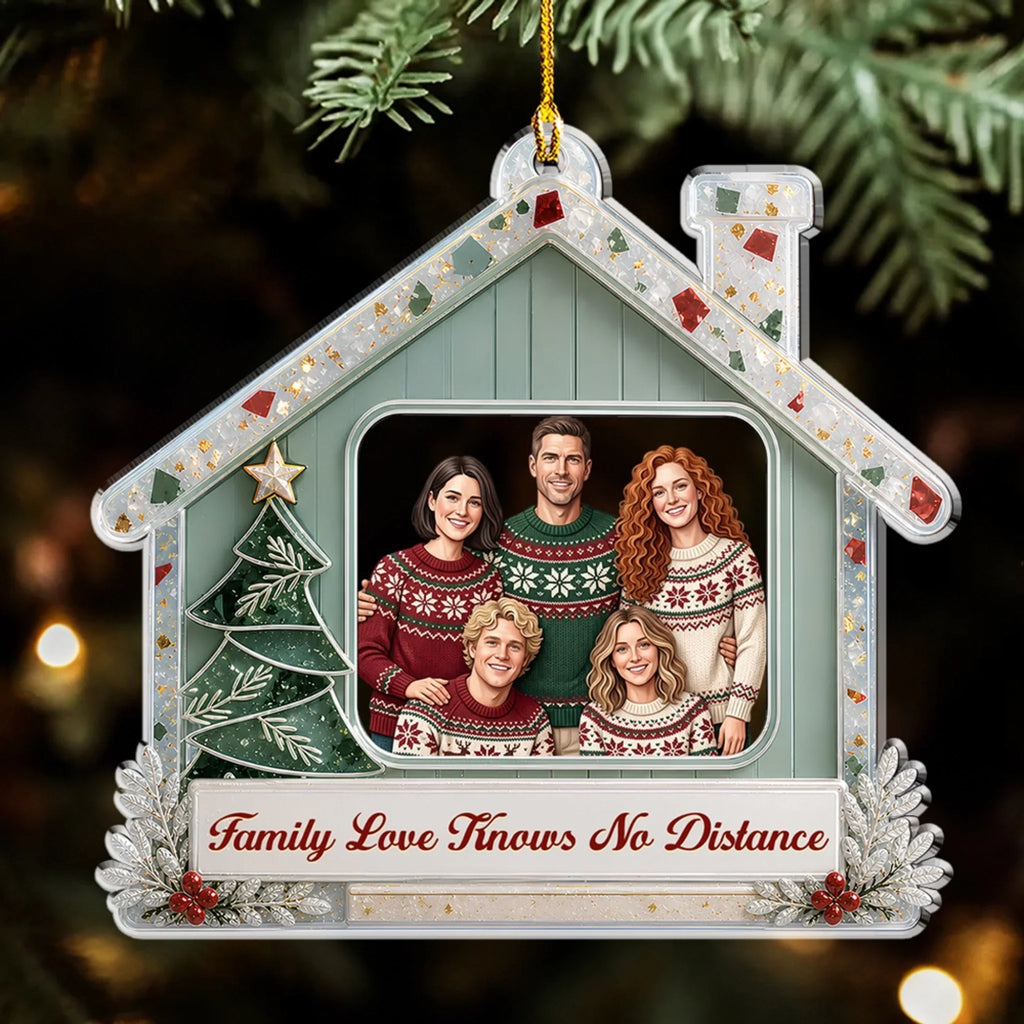 Family Love Knows No Distance - Personalized Acrylic Ornament