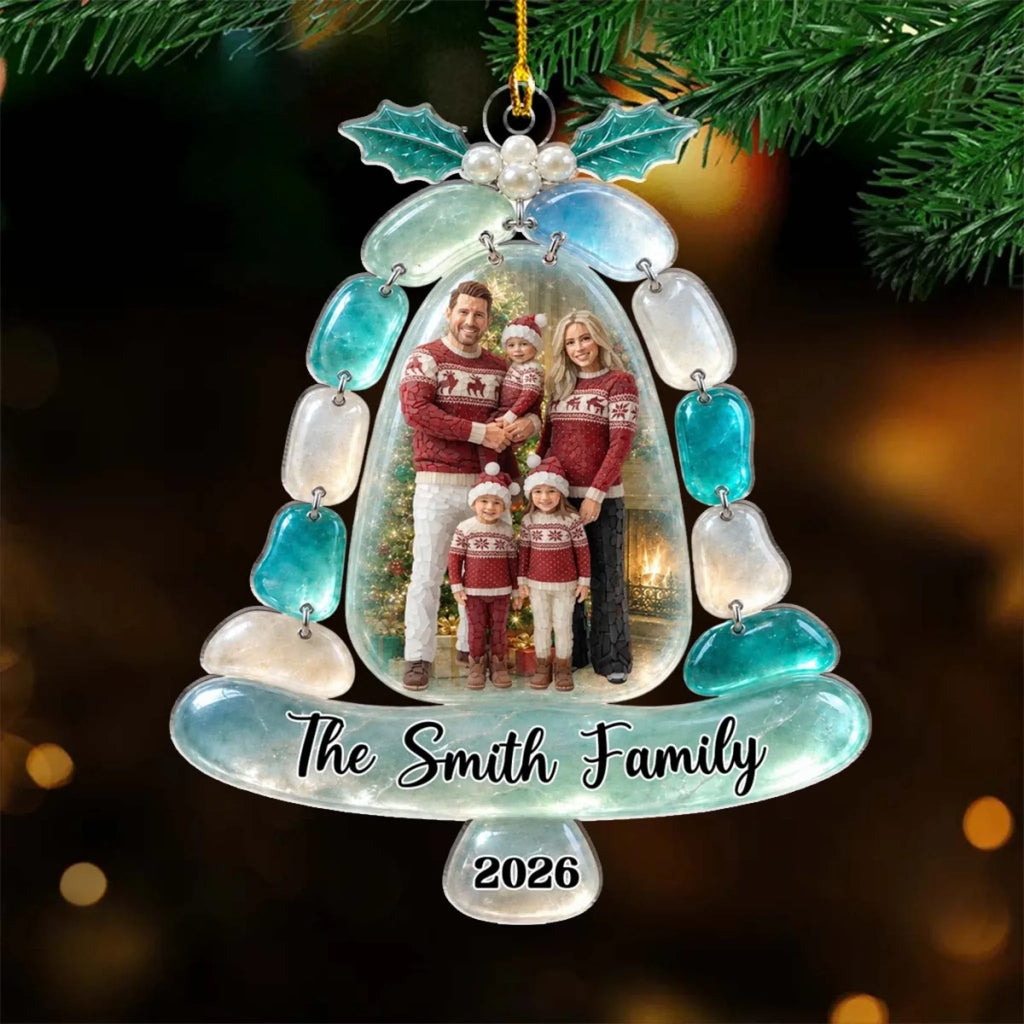 Custom Photo Keepsake Christmas Ornament • Family Sea Glass Christmas Tree - Personalized 3D Effect Acrylic Ornament