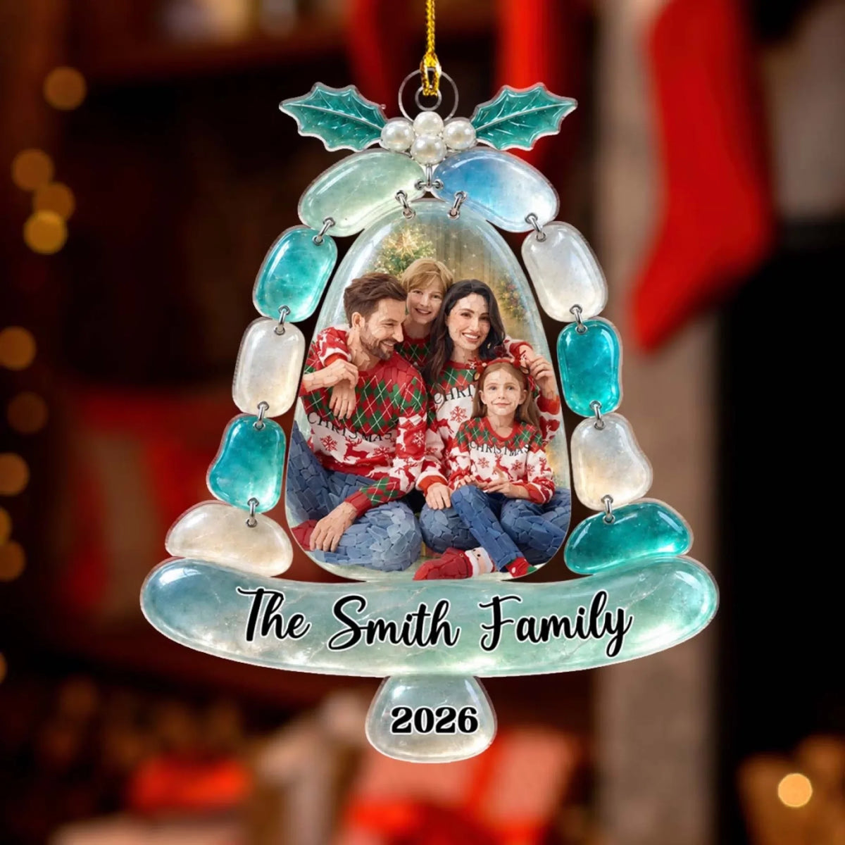 Custom Photo Keepsake Christmas Ornament • Family Sea Glass Christmas Tree - Personalized 3D Effect Acrylic Ornament