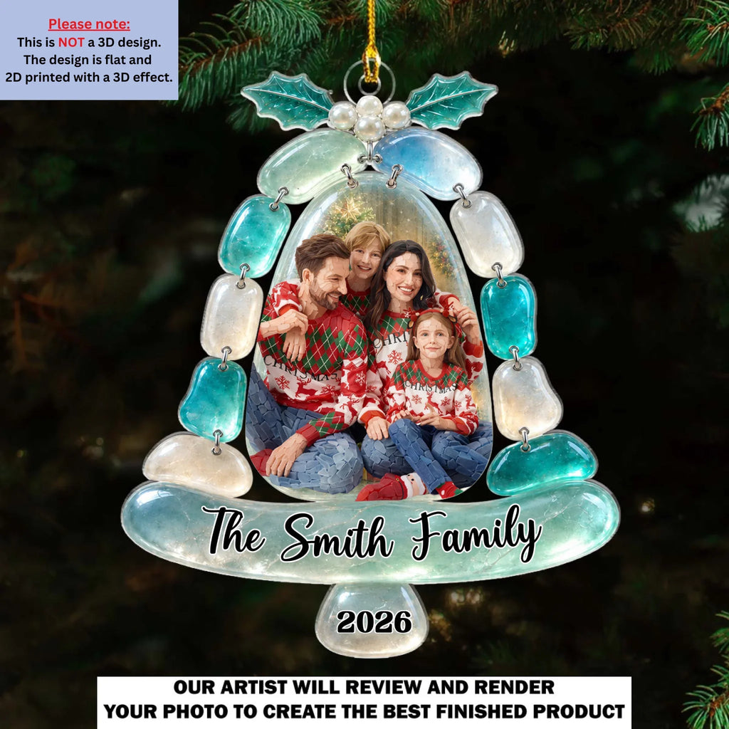 Custom Photo Keepsake Christmas Ornament • Family Sea Glass Christmas Tree - Personalized 3D Effect Acrylic Ornament