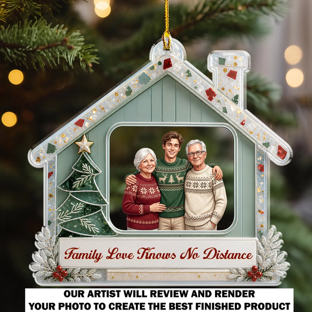 Family Love Knows No Distance - Personalized Acrylic Ornament