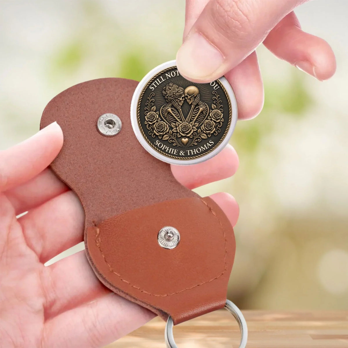 Custom Coin Keychain for Wife, Couple Anniversary Valentine's Day Gifts • Together Is My Favorite - Personalized Pocket Hug