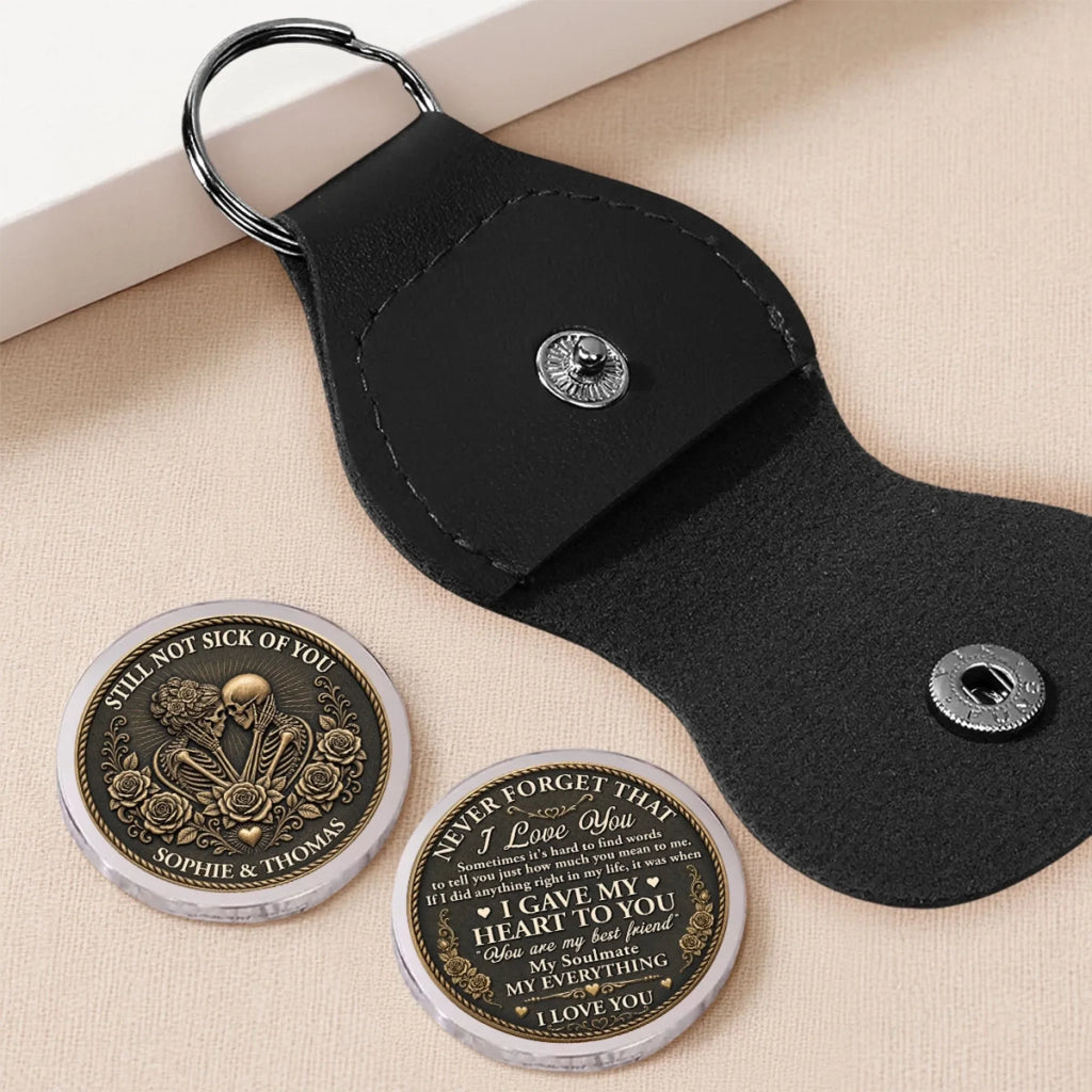 Custom Coin Keychain for Wife, Couple Anniversary Valentine's Day Gifts • Together Is My Favorite - Personalized Pocket Hug