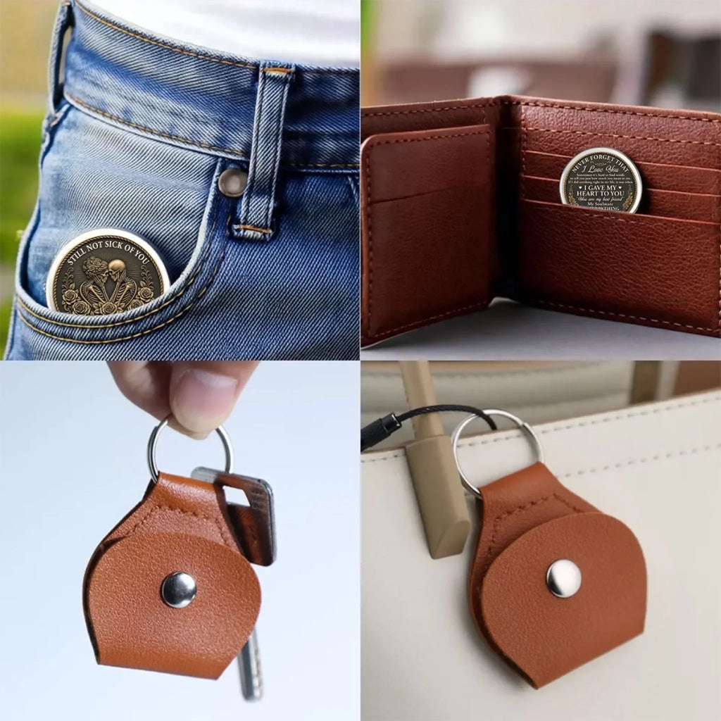 Custom Coin Keychain for Wife, Couple Anniversary Valentine's Day Gifts • Together Is My Favorite - Personalized Pocket Hug