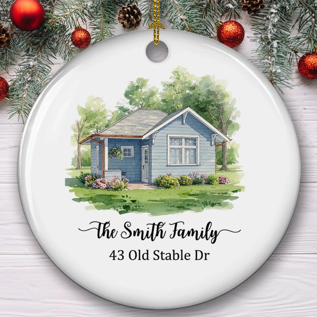 Custom Photo Couple Christmas Ornament, Anniversary Gift • Our Happy Place - Personalized Ceramic Ornament