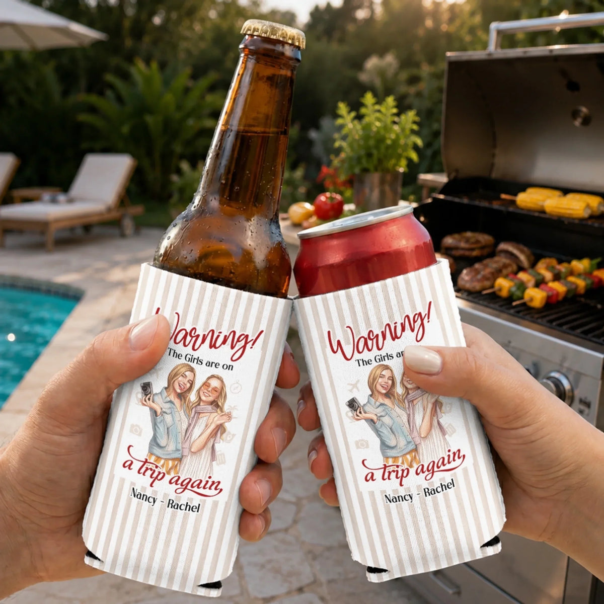 Adventure With My Bestie - Personalized Skinny Can Cooler