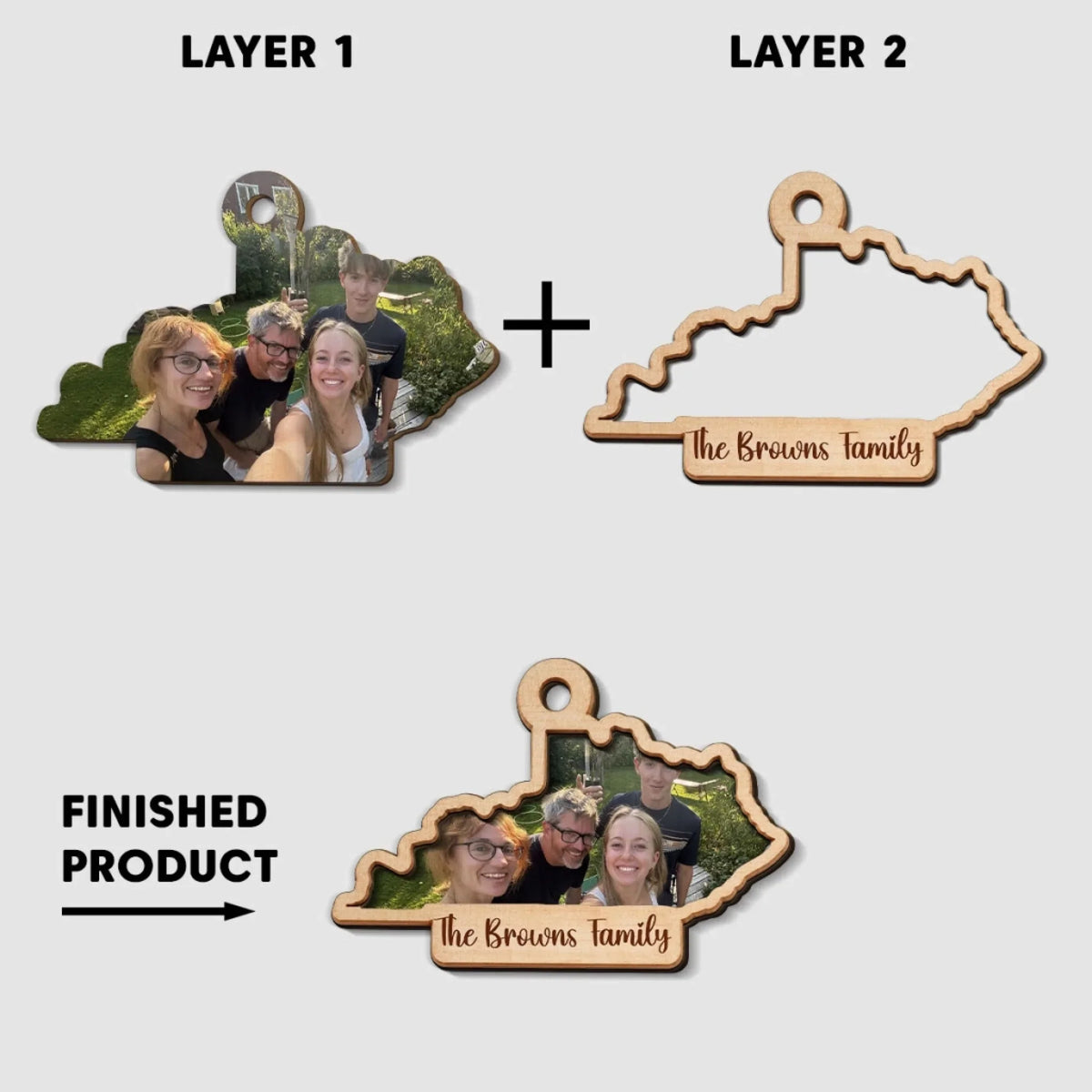 Custom Family Ornament, Christmas Gift for Family Members •  Together Is Our Favorite Place - Personalized 2-layered Wood Ornament