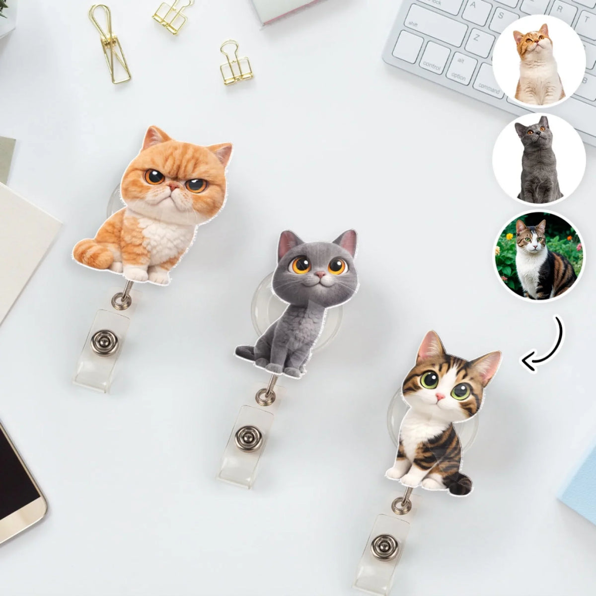 Custom Photo Funny Portrait ID Holder, Gifts For Pet Lovers, Coworker, Boss • Carry You While I Am Working - Personalized Custom Photo Acrylic Badge Reel