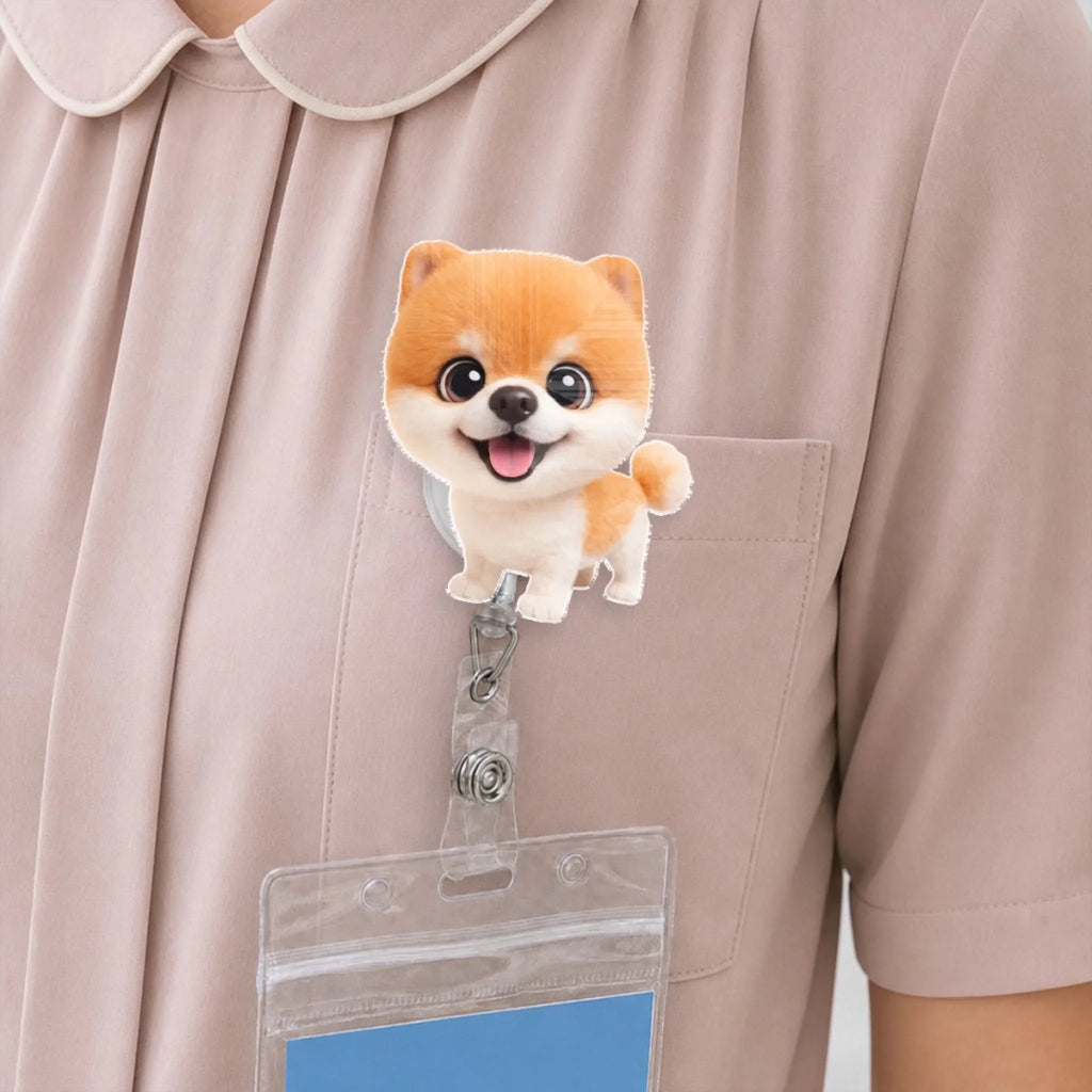 Custom Photo Funny Portrait ID Holder, Gifts For Pet Lovers, Coworker, Boss • Carry You While I Am Working - Personalized Custom Photo Acrylic Badge Reel