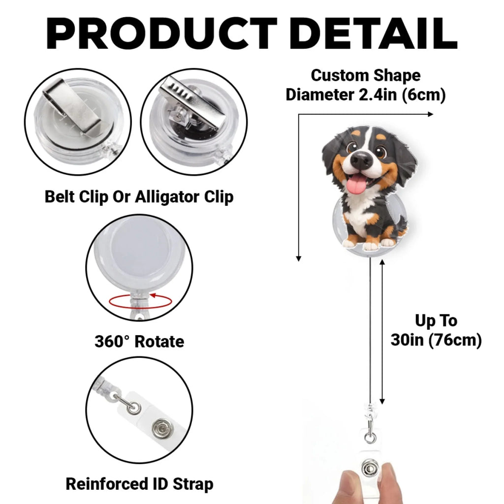 Custom Photo Funny Portrait ID Holder, Gifts For Pet Lovers, Coworker, Boss • Carry You While I Am Working - Personalized Custom Photo Acrylic Badge Reel
