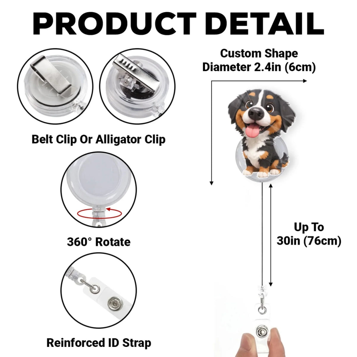 Custom Photo Funny Portrait ID Holder, Gifts For Pet Lovers, Coworker, Boss • Carry You While I Am Working - Personalized Custom Photo Acrylic Badge Reel
