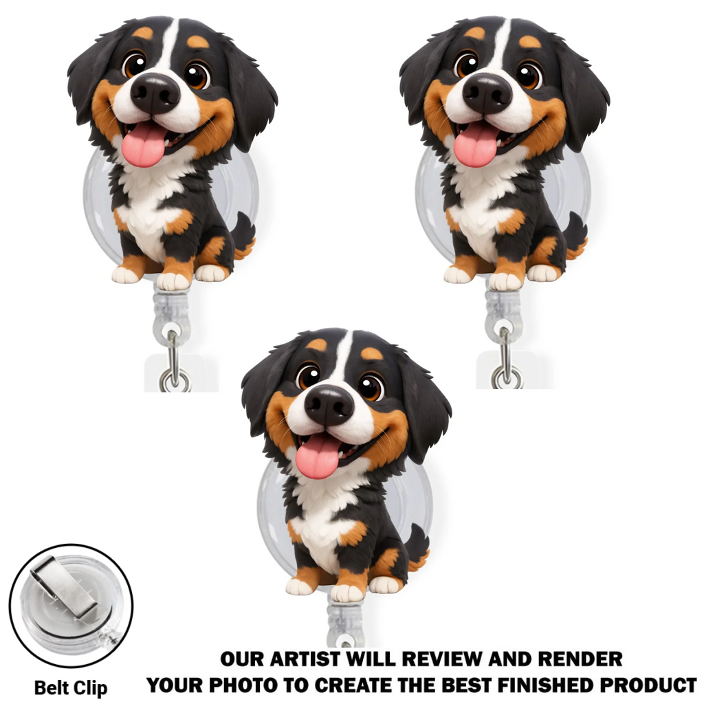 Custom Photo Funny Portrait ID Holder, Gifts For Pet Lovers, Coworker, Boss • Carry You While I Am Working - Personalized Custom Photo Acrylic Badge Reel