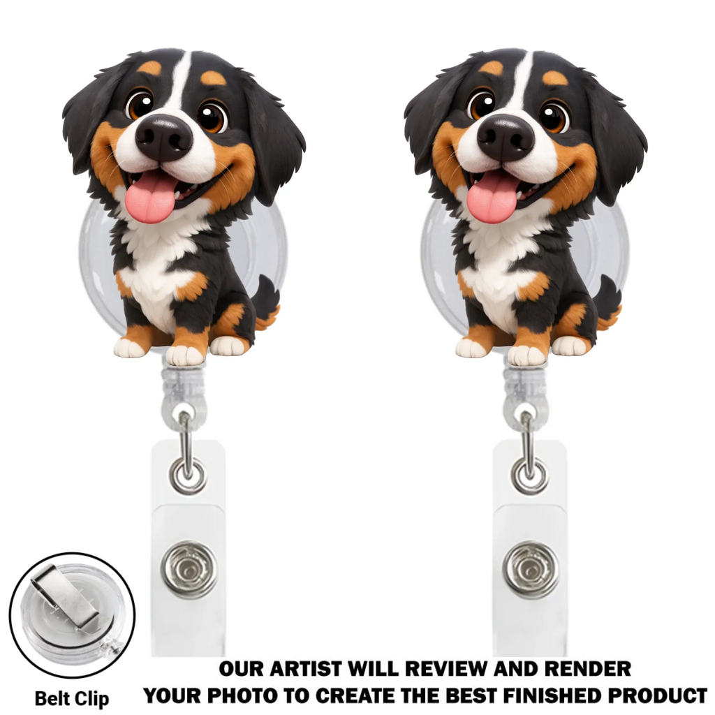Custom Photo Funny Portrait ID Holder, Gifts For Pet Lovers, Coworker, Boss • Carry You While I Am Working - Personalized Custom Photo Acrylic Badge Reel