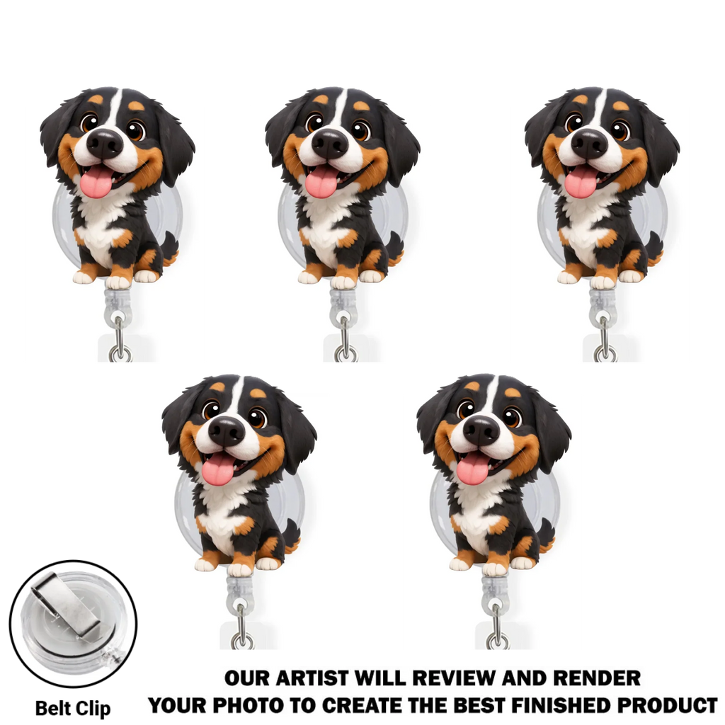 Custom Photo Funny Portrait ID Holder, Gifts For Pet Lovers, Coworker, Boss • Carry You While I Am Working - Personalized Custom Photo Acrylic Badge Reel