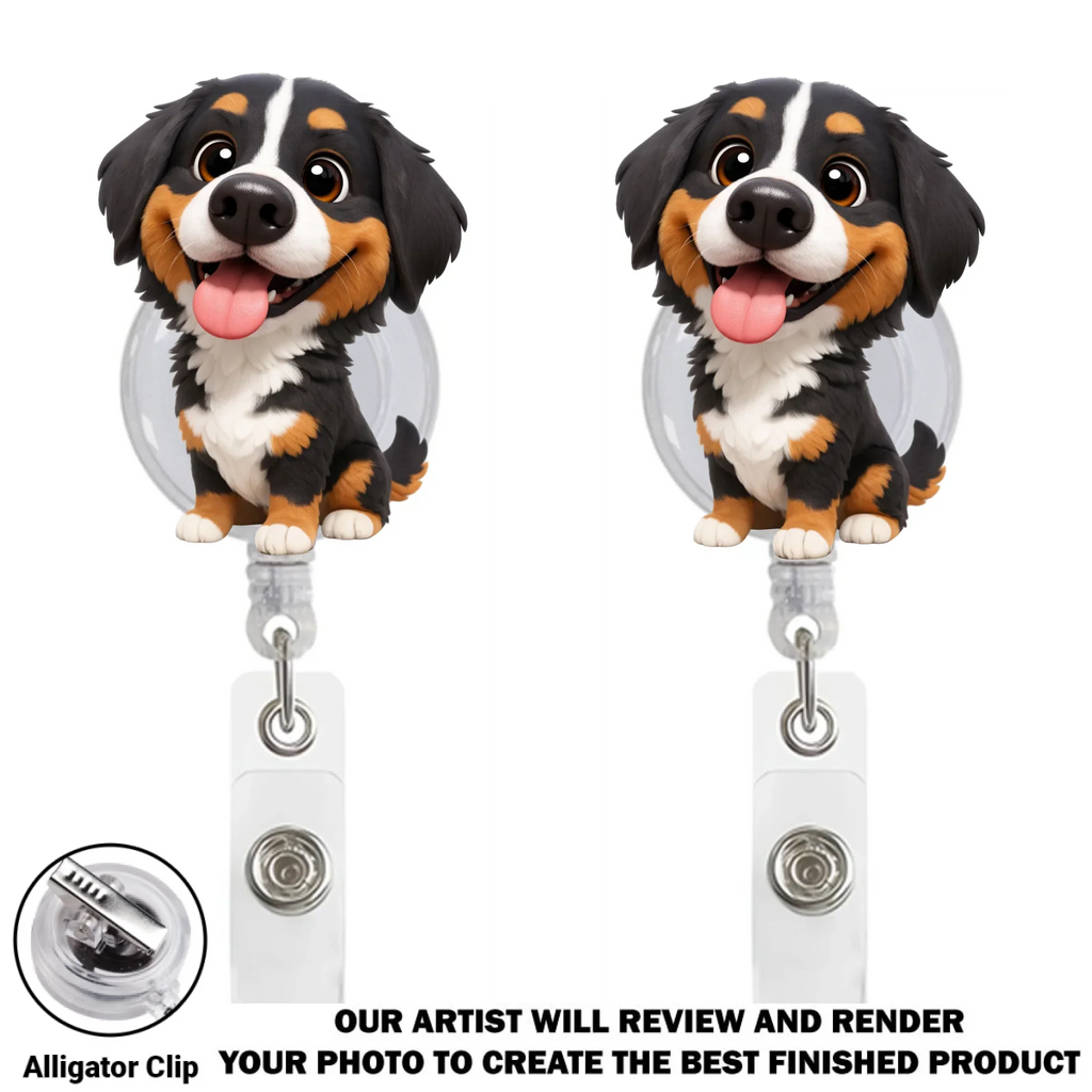Custom Photo Funny Portrait ID Holder, Gifts For Pet Lovers, Coworker, Boss • Carry You While I Am Working - Personalized Custom Photo Acrylic Badge Reel