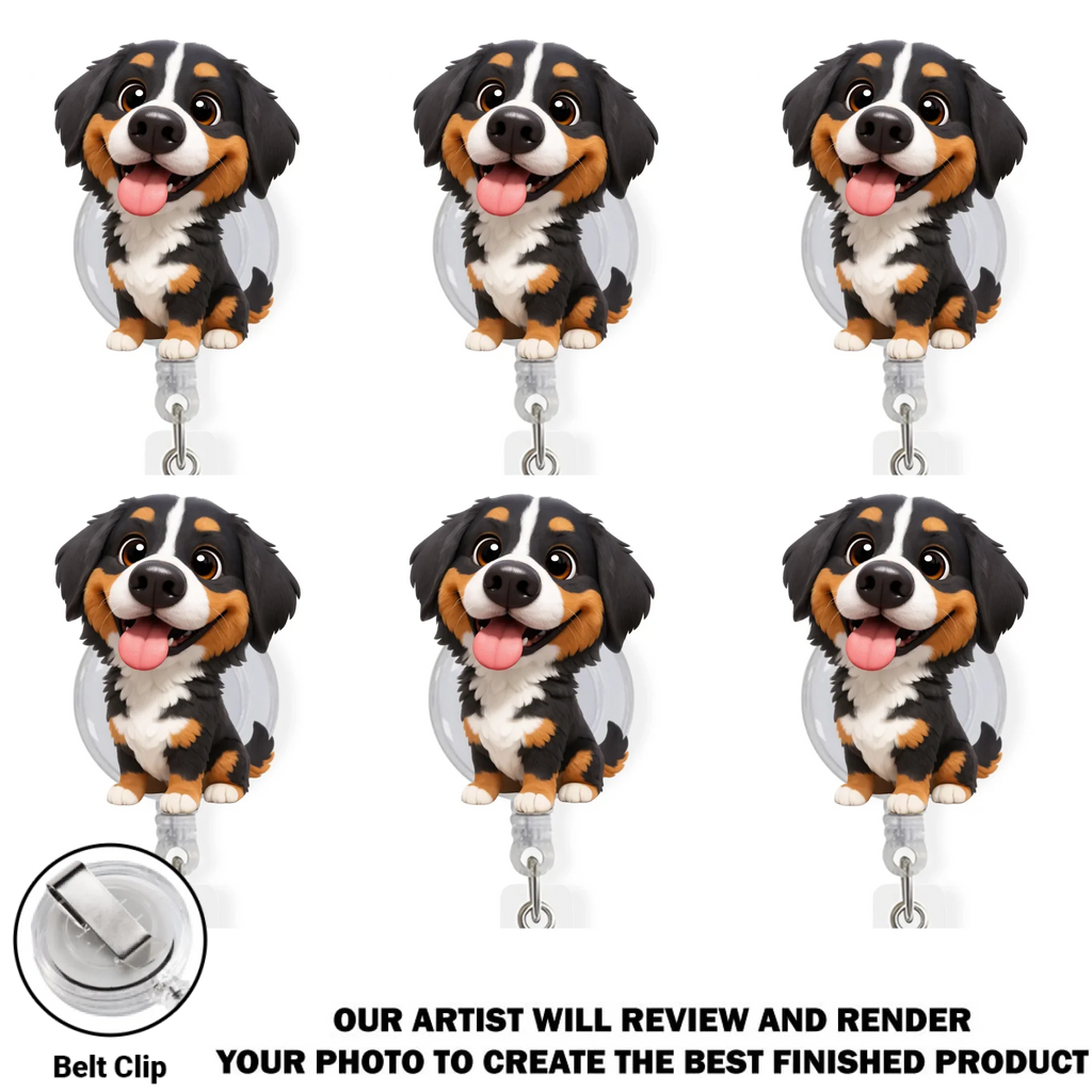 Custom Photo Funny Portrait ID Holder, Gifts For Pet Lovers, Coworker, Boss • Carry You While I Am Working - Personalized Custom Photo Acrylic Badge Reel