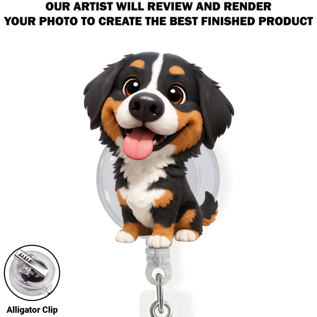 Custom Photo Funny Portrait ID Holder, Gifts For Pet Lovers, Coworker, Boss • Carry You While I Am Working - Personalized Custom Photo Acrylic Badge Reel