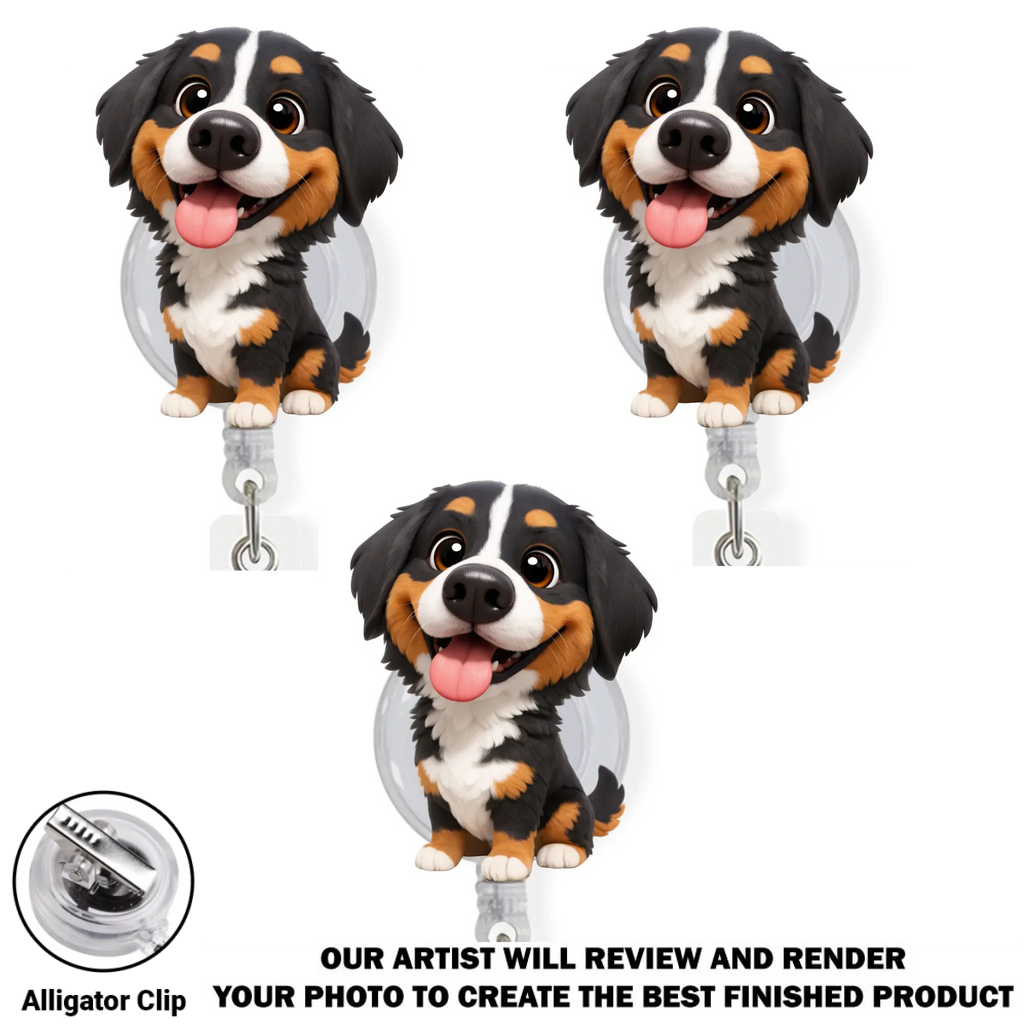 Custom Photo Funny Portrait ID Holder, Gifts For Pet Lovers, Coworker, Boss • Carry You While I Am Working - Personalized Custom Photo Acrylic Badge Reel