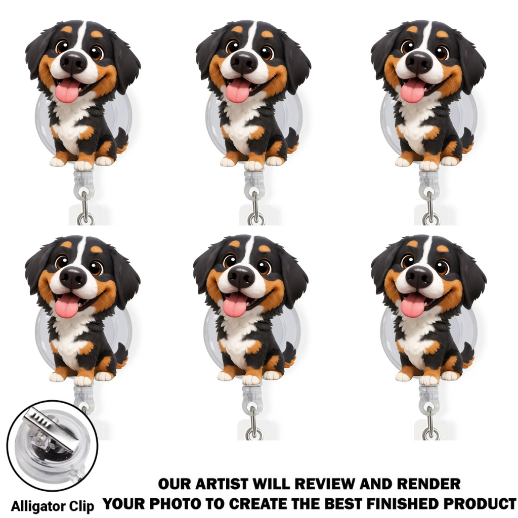 Custom Photo Funny Portrait ID Holder, Gifts For Pet Lovers, Coworker, Boss • Carry You While I Am Working - Personalized Custom Photo Acrylic Badge Reel