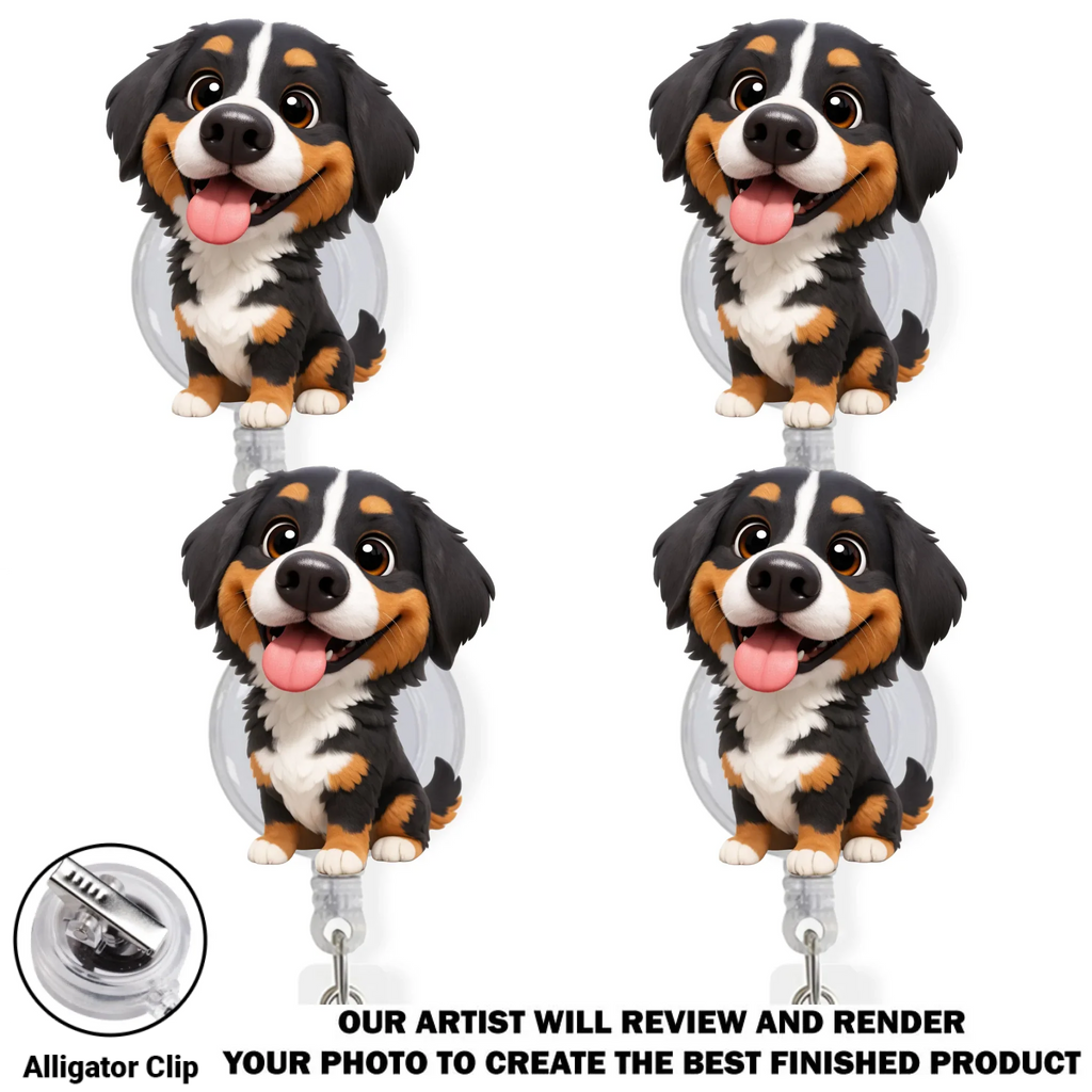 Custom Photo Funny Portrait ID Holder, Gifts For Pet Lovers, Coworker, Boss • Carry You While I Am Working - Personalized Custom Photo Acrylic Badge Reel