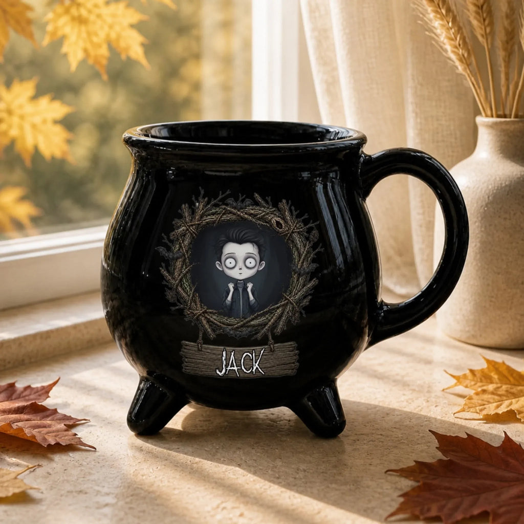 Whimsical Gothic Stop-Motion Character - Personalized Cauldron Mug