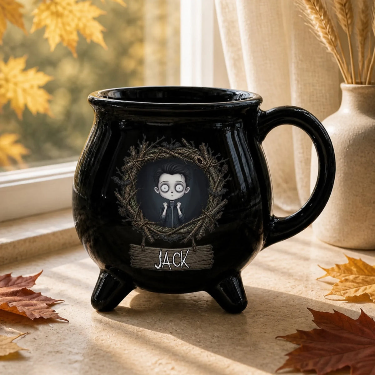 Whimsical Gothic Stop-Motion Character - Personalized Cauldron Mug