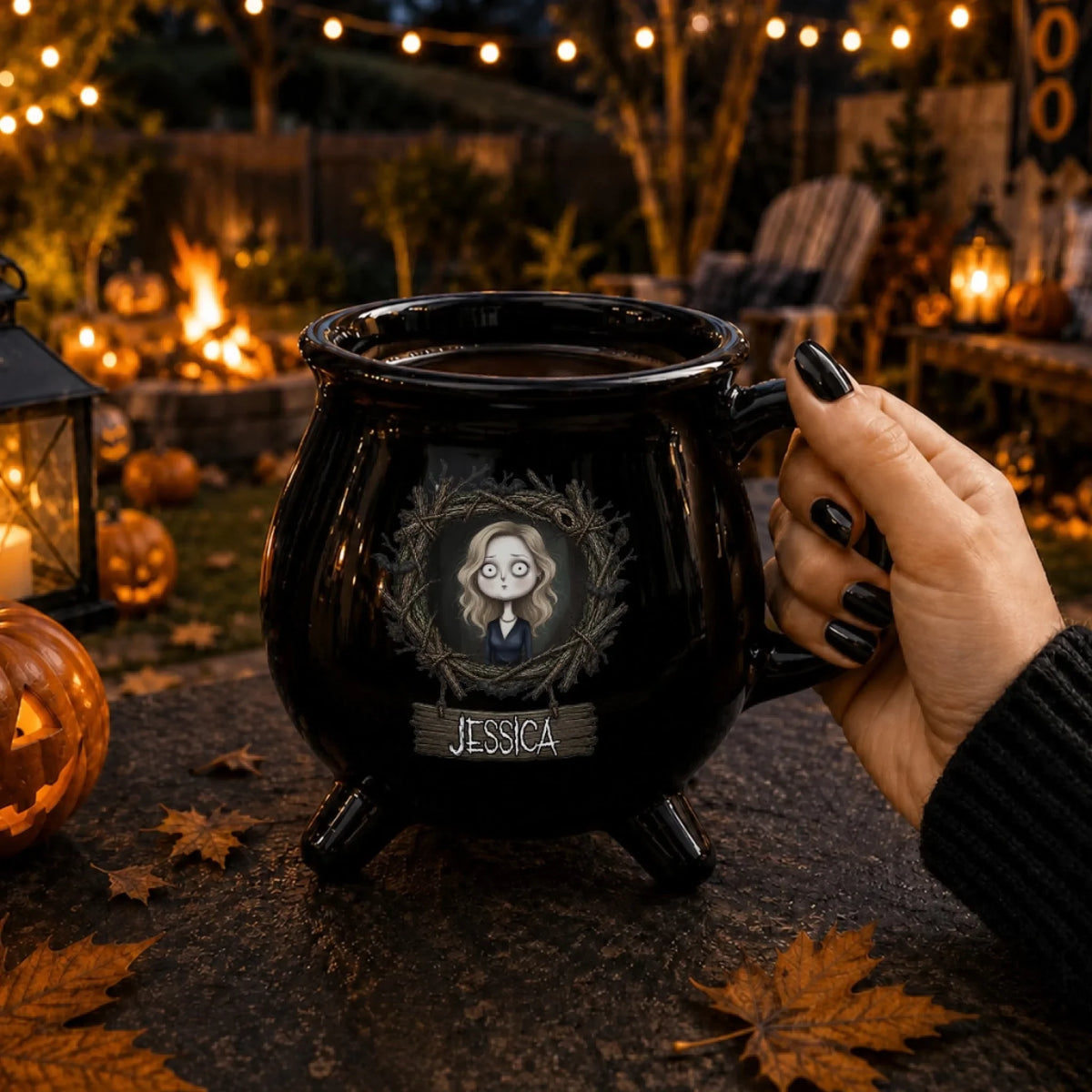 Whimsical Gothic Stop-Motion Character - Personalized Cauldron Mug