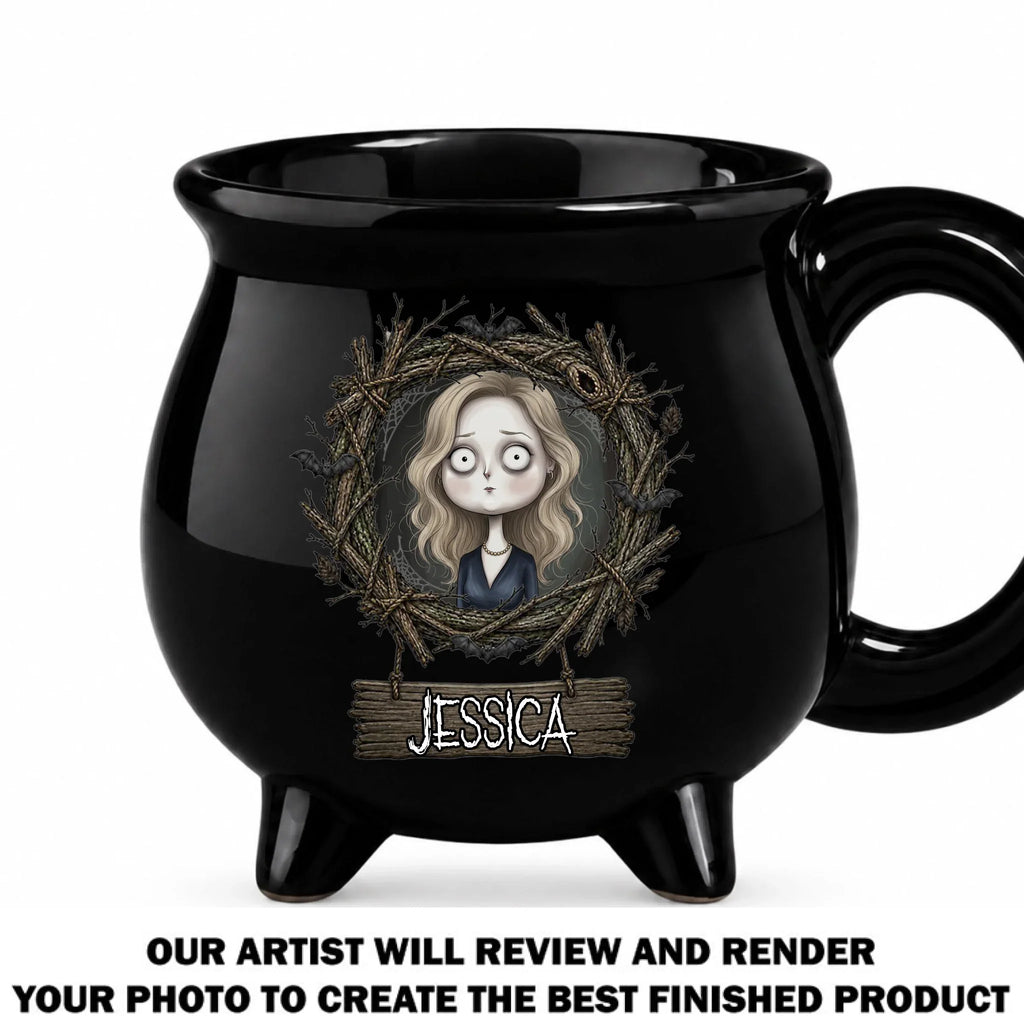 Whimsical Gothic Stop-Motion Character - Personalized Cauldron Mug