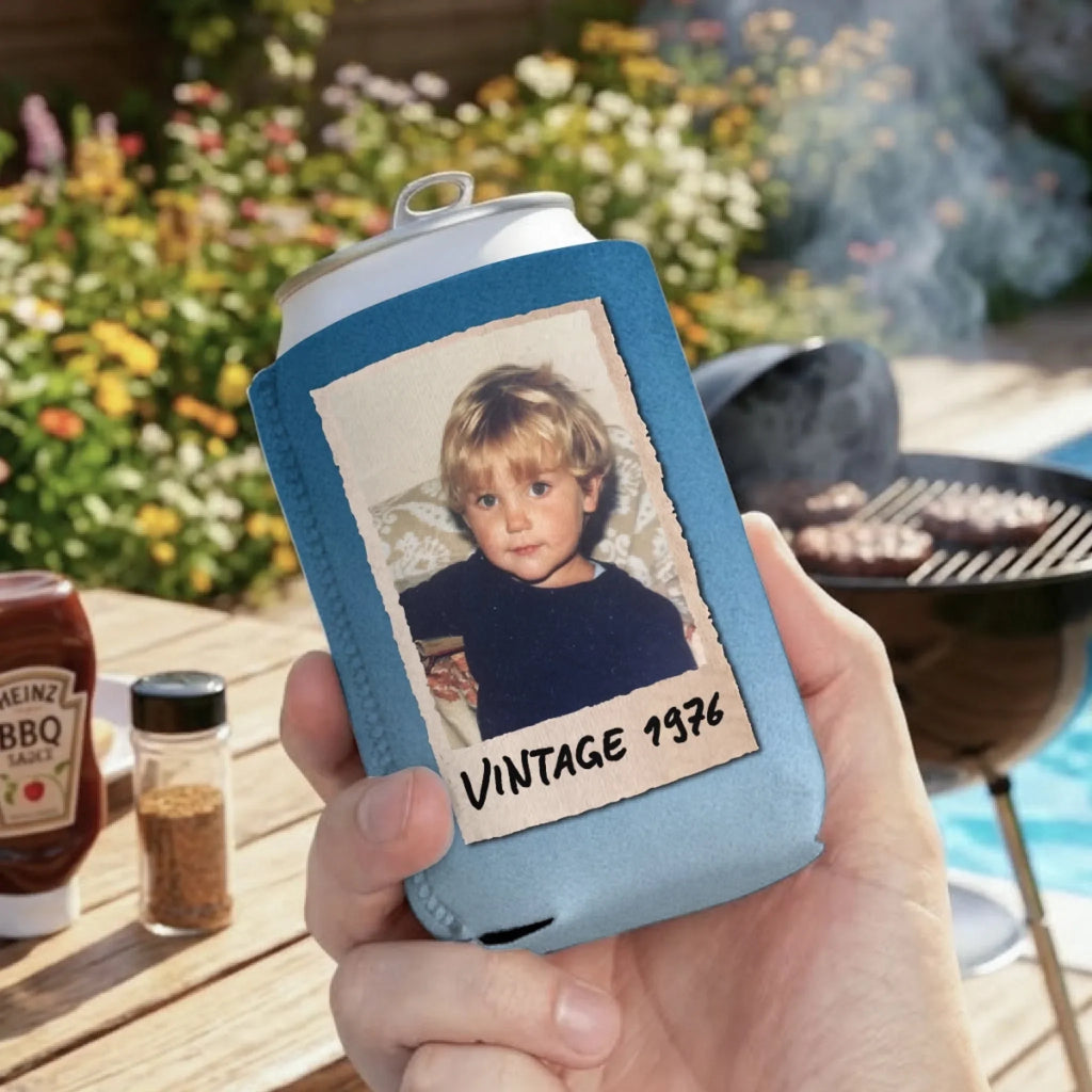 Vintage Birthday Gift - Personalized Skinny Can Cooler