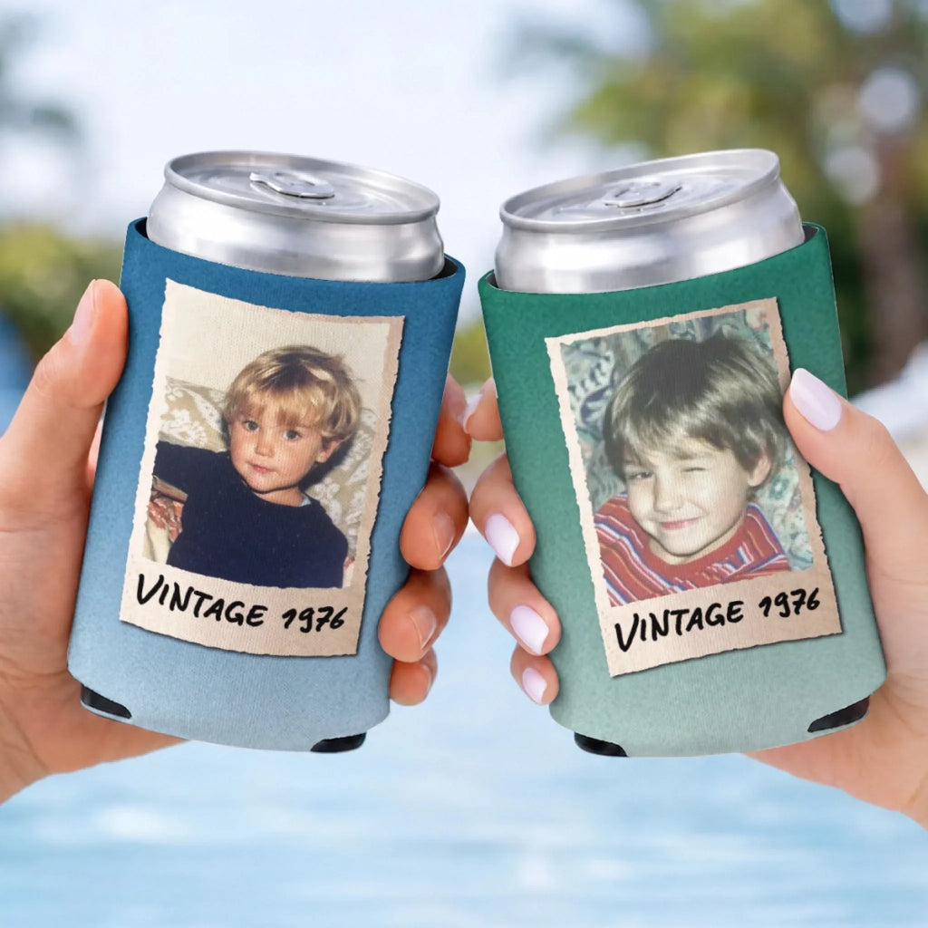 Vintage Birthday Gift - Personalized Skinny Can Cooler