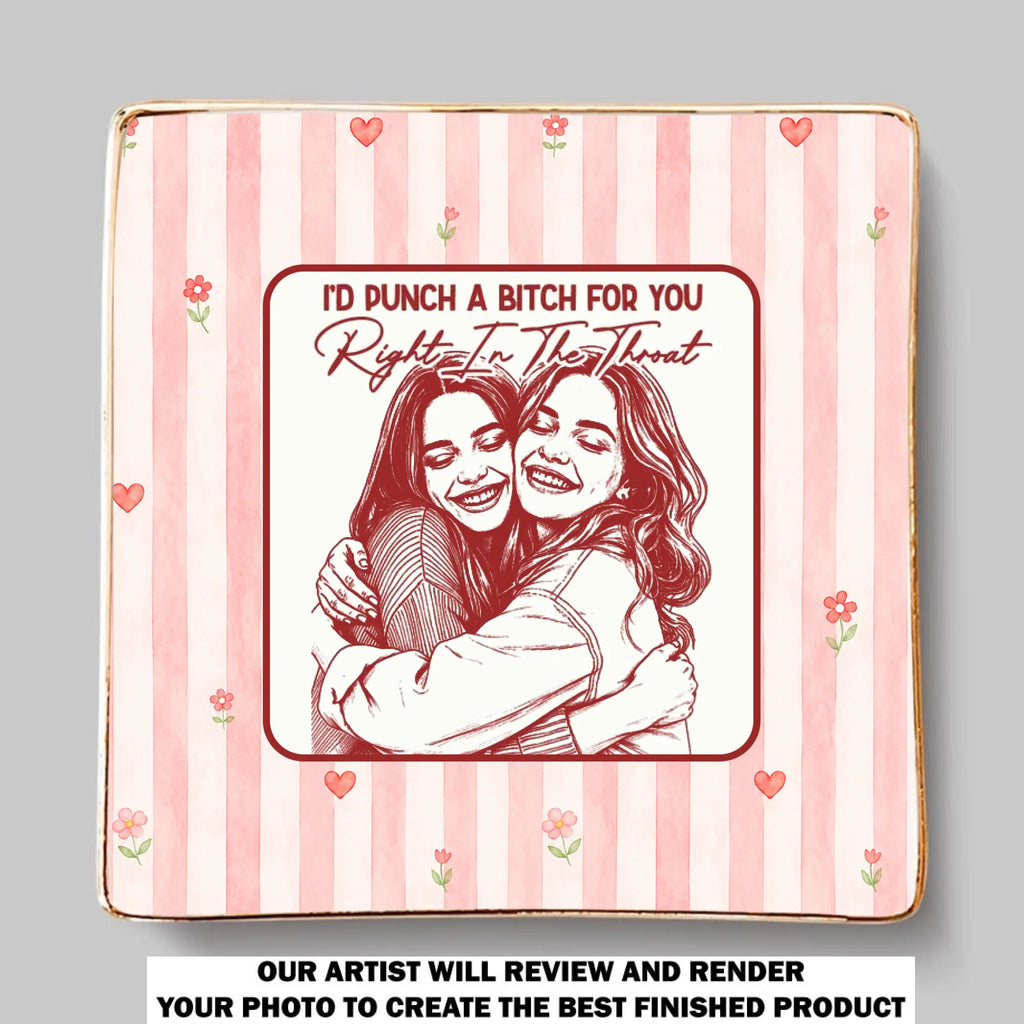 Custom Photo Bestie Trinket Dish, Birthday Christmas Gift For Best Friend • Turn Your Bestie Into Art - Personalized Jewelry Dish