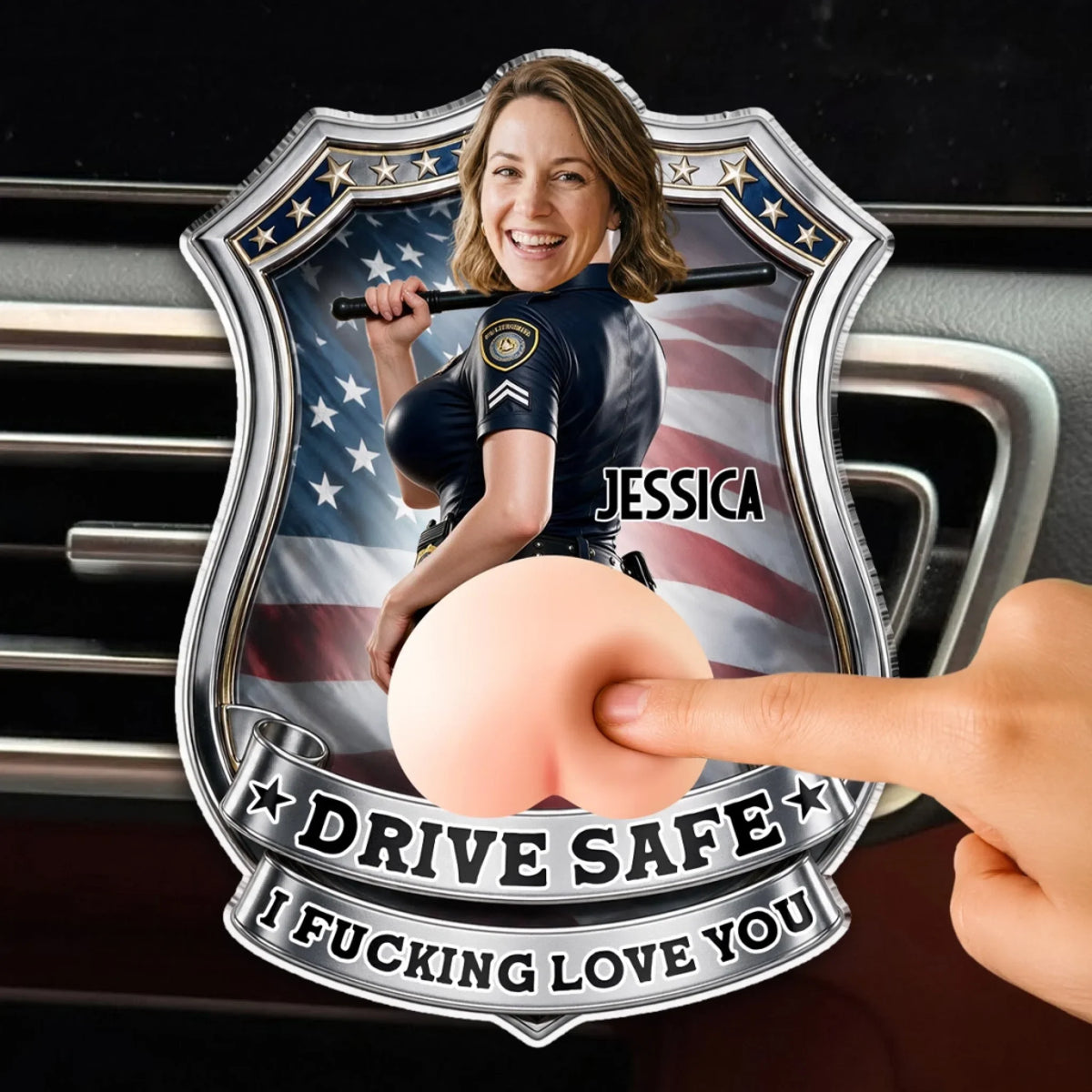 Custom Photo 3D Spicy Gifts For Wife • Drive Safe I Fvcking Love You - Personalized Squishy Acrylic Car Vent Clip