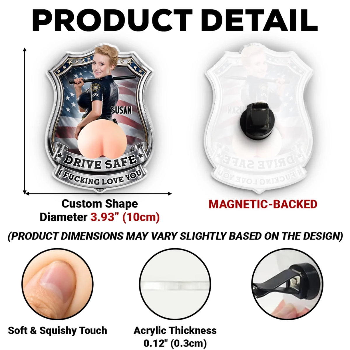 Custom Photo 3D Spicy Gifts For Wife • Drive Safe I Fvcking Love You - Personalized Squishy Acrylic Car Vent Clip