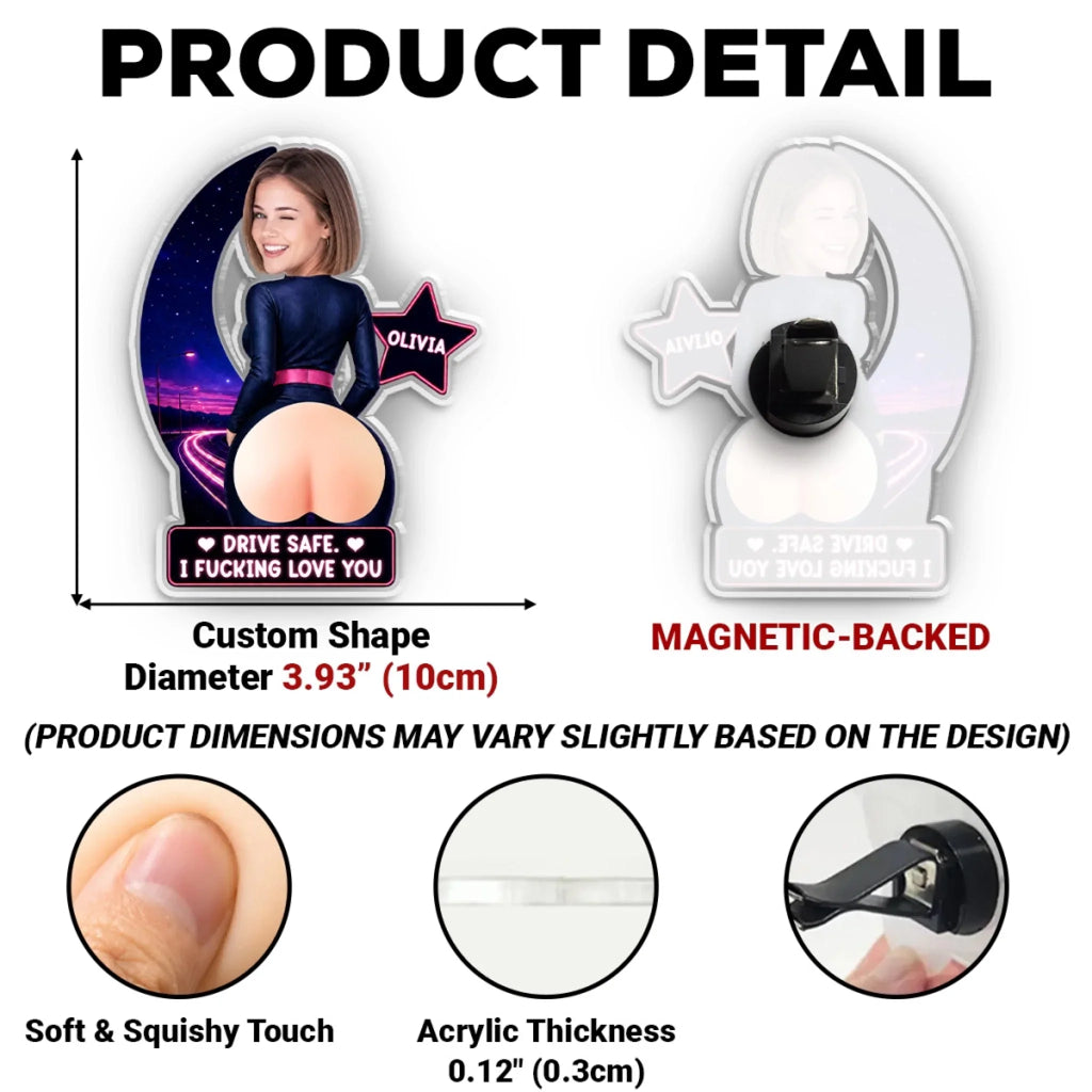Custom Photo 3D Spicy Gifts For Wife • Home Is Waiting - Personalized Squishy Acrylic Car Vent Clip
