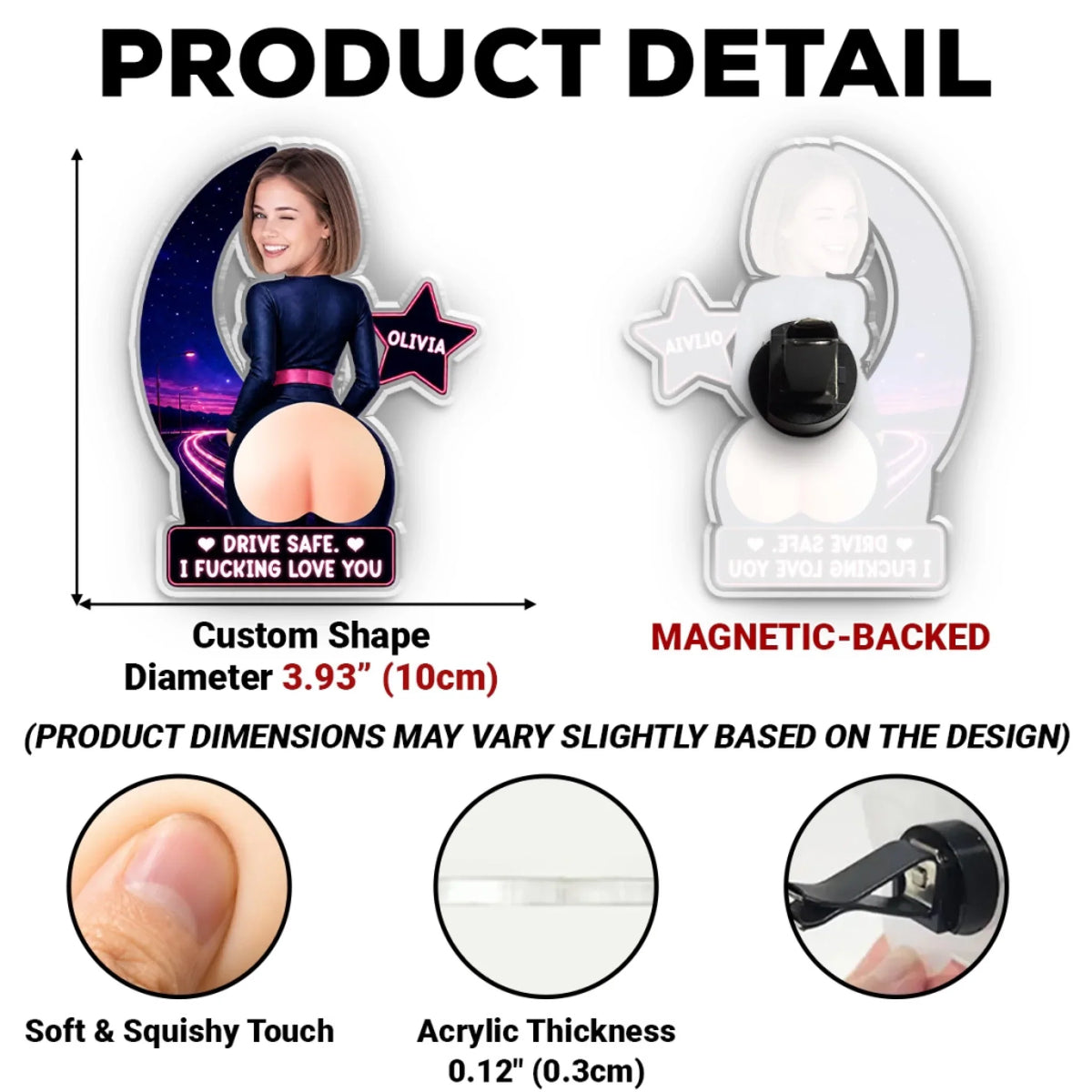 Custom Photo 3D Spicy Gifts For Wife • Home Is Waiting - Personalized Squishy Acrylic Car Vent Clip
