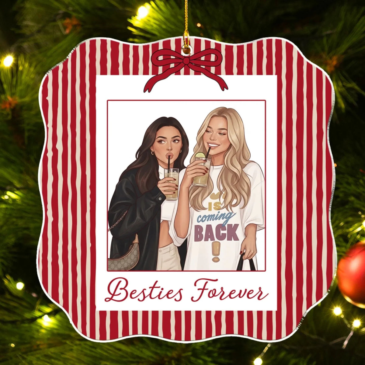 Custom Sister Christmas Ornament •  Forever Connected - Personalized Acrylic Ornament