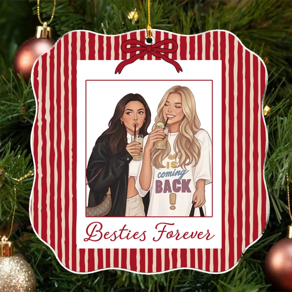 Custom Sister Christmas Ornament •  Forever Connected - Personalized Acrylic Ornament