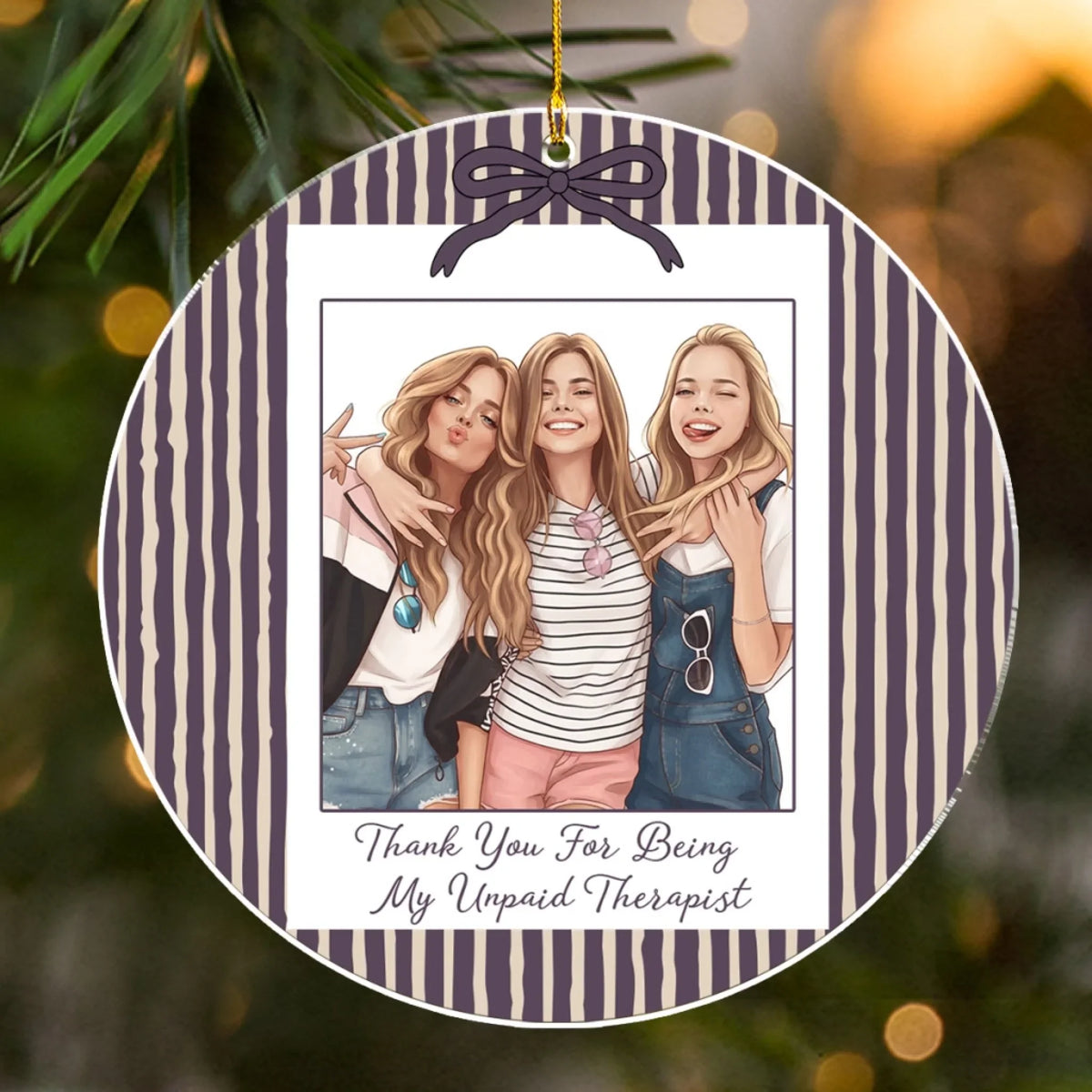 Custom Sister Christmas Ornament •  Forever Connected - Personalized Acrylic Ornament