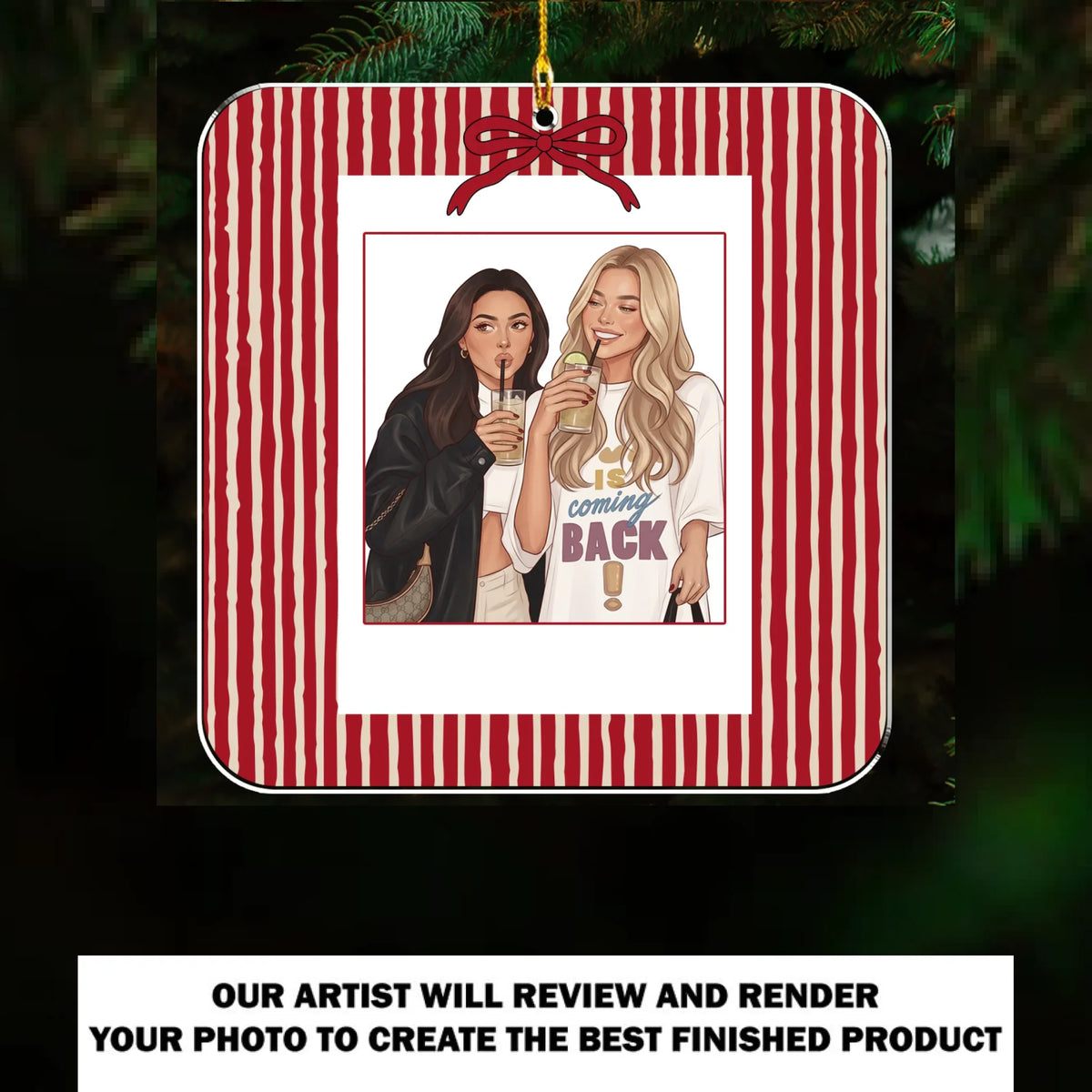 Custom Sister Christmas Ornament •  Forever Connected - Personalized Acrylic Ornament