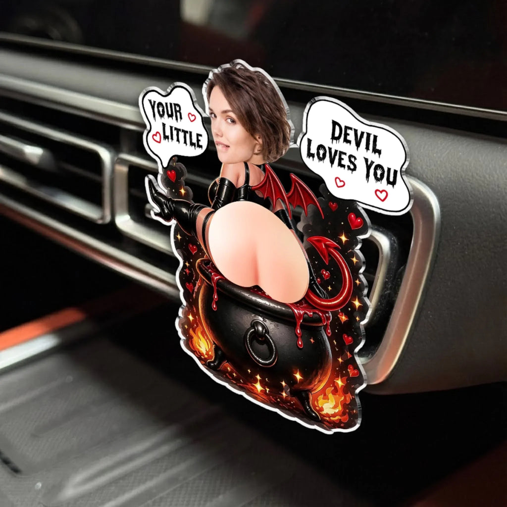 Custom Photo 3D Spicy Gifts For Wife • Devil Girl - Personalized Squishy Acrylic Car Vent Clip