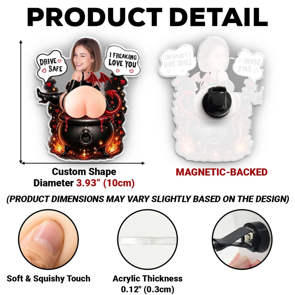 Custom Photo 3D Spicy Gifts For Wife • Devil Girl - Personalized Squishy Acrylic Car Vent Clip