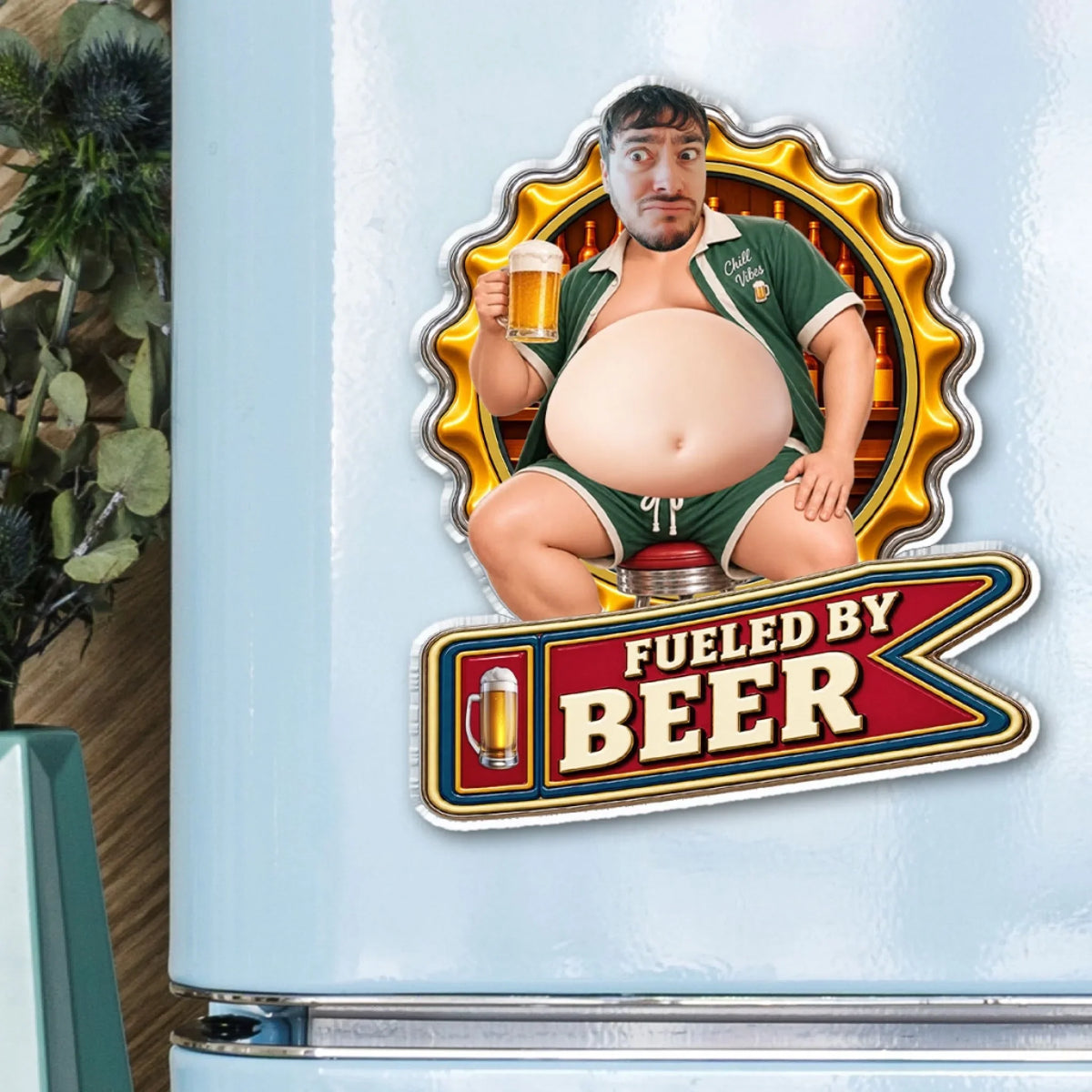 Fueled By Beer - Personalized Squishy Acrylic Magnet