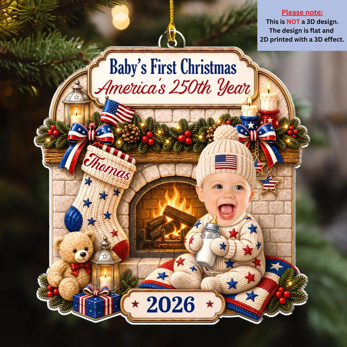 Custom Baby First Christmas Ornament for New Parents •  American Baby - Personalized Acrylic Ornament