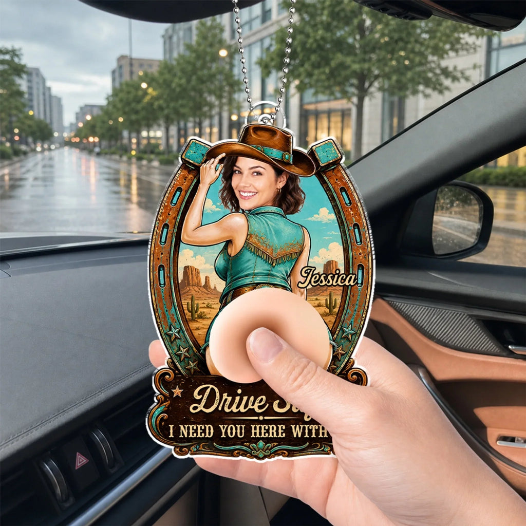 Custom Couple Christmas Ornament, Anniversary Gift •  I Need You Here With Me - Personalized Squishy Acrylic Car Ornament