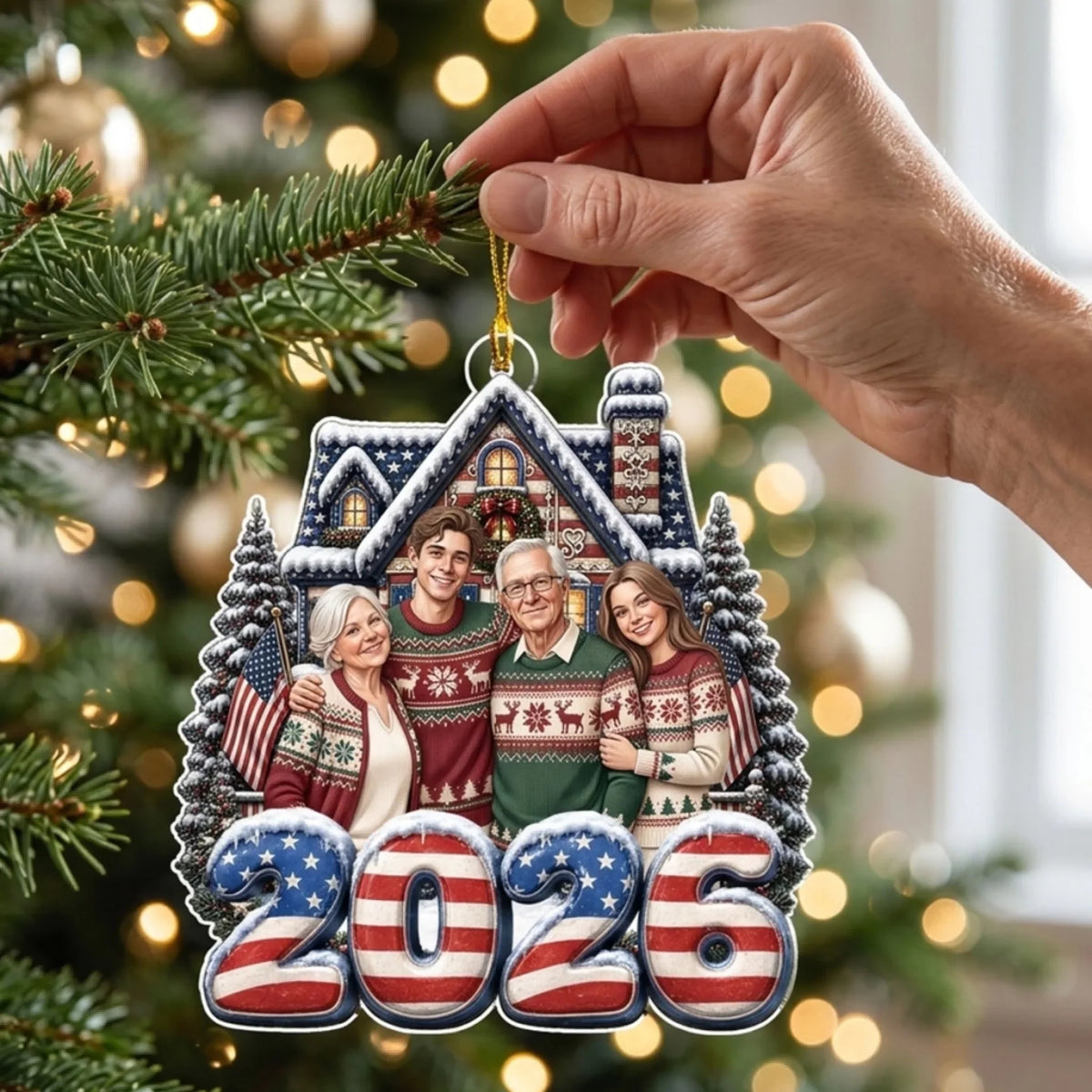 Custom Keepsake Christmas Ornament •  Christmas Portrait Illustration - Personalized Acrylic Ornament
