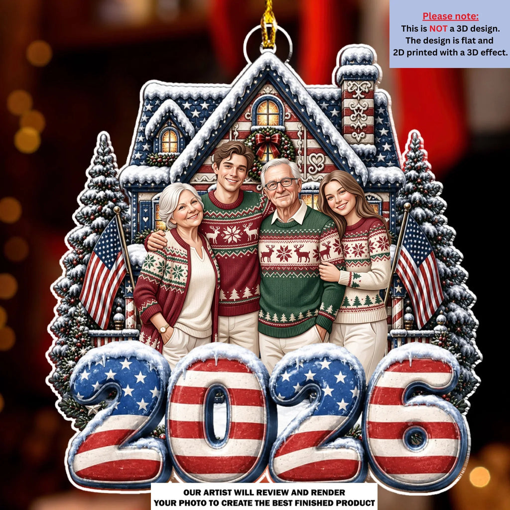 Custom Keepsake Christmas Ornament •  Christmas Portrait Illustration - Personalized Acrylic Ornament